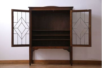アンティーク家具　アンティーク　オーク材　アールデコのデザインがおしゃれなキャビネット(収納棚、本箱)