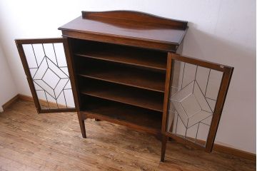 アンティーク家具　アンティーク　オーク材　アールデコのデザインがおしゃれなキャビネット(収納棚、本箱)