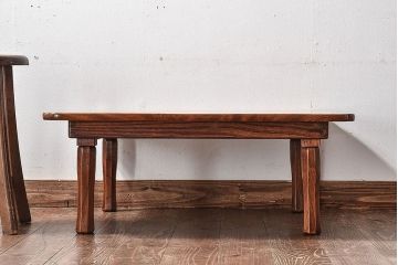 アンティーク家具　天板一枚板!総ケヤキ材のアンティーク角ちゃぶ台(座卓、ローテーブル)