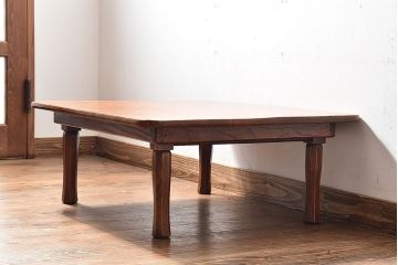 アンティーク家具　天板一枚板!総ケヤキ材のアンティーク角ちゃぶ台(座卓、ローテーブル)