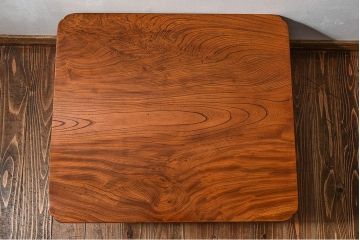 アンティーク家具　天板一枚板!総ケヤキ材のアンティーク角ちゃぶ台(座卓、ローテーブル)