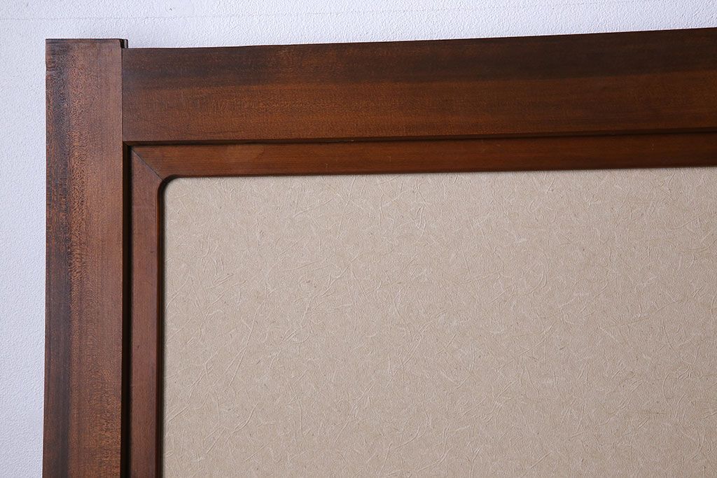 和製アンティーク　腰板ケヤキ材　帯の意匠が目を引く上質なガラス帯戸(板戸、引き戸、建具)