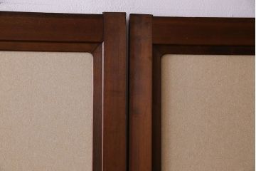 和製アンティーク　腰板ケヤキ材　帯の意匠が目を引く上質なガラス帯戸(板戸、引き戸、建具)