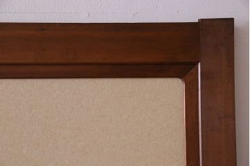 和製アンティーク　腰板ケヤキ材　帯の意匠が目を引く上質なガラス帯戸(板戸、引き戸、建具)