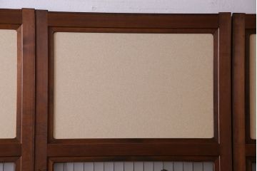 和製アンティーク　腰板ケヤキ材　帯の意匠が目を引く上質なガラス帯戸(板戸、引き戸、建具)