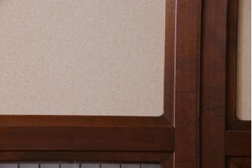 和製アンティーク　腰板ケヤキ材　帯の意匠が目を引く上質なガラス帯戸(板戸、引き戸、建具)