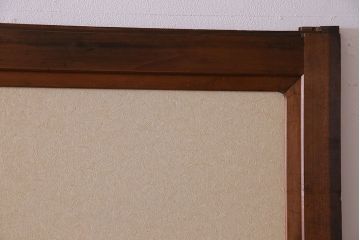 和製アンティーク　腰板ケヤキ材　帯の意匠が目を引く上質なガラス帯戸(板戸、引き戸、建具)