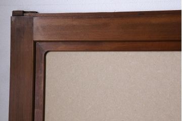 和製アンティーク　腰板ケヤキ材　帯の意匠が目を引く上質なガラス帯戸(板戸、引き戸、建具)