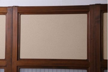 和製アンティーク　腰板ケヤキ材　帯の意匠が目を引く上質なガラス帯戸(板戸、引き戸、建具)