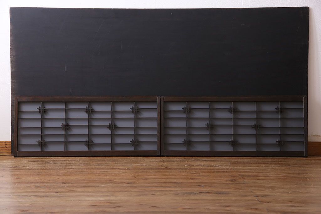 和製アンティーク　すりガラス入り　組子のデザイン素敵な窓(明かり取り、明り取り)2枚セット