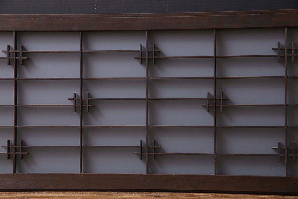 和製アンティーク　すりガラス入り　組子のデザイン素敵な窓(明かり取り、明り取り)2枚セット