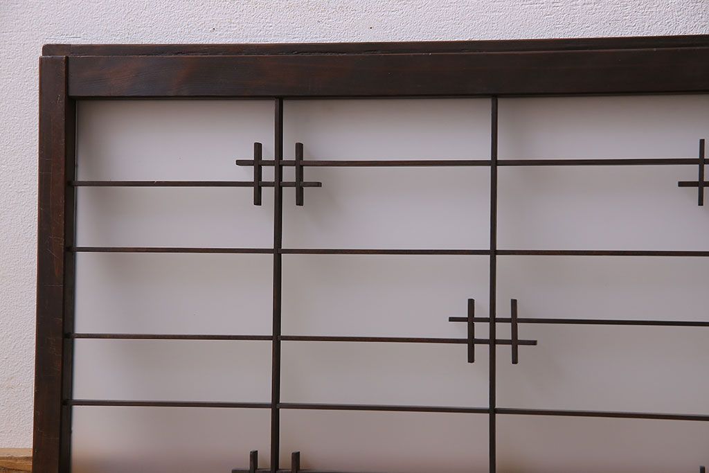 和製アンティーク　すりガラス入り　組子のデザイン素敵な窓(明かり取り、明り取り)2枚セット