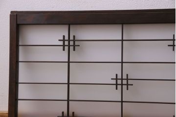 和製アンティーク　すりガラス入り　組子のデザイン素敵な窓(明かり取り、明り取り)2枚セット