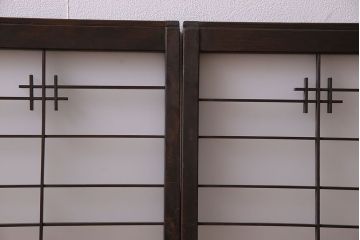 和製アンティーク　すりガラス入り　組子のデザイン素敵な窓(明かり取り、明り取り)2枚セット