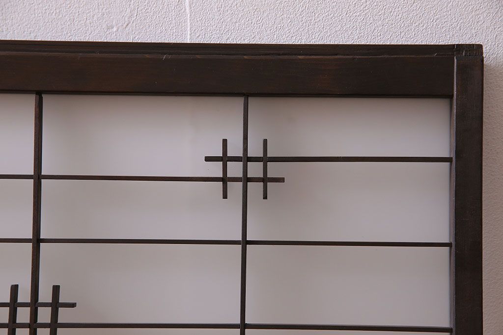 和製アンティーク　すりガラス入り　組子のデザイン素敵な窓(明かり取り、明り取り)2枚セット