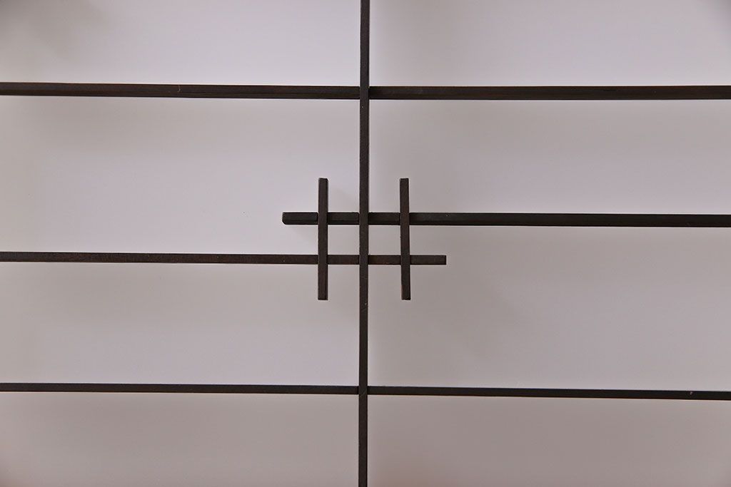 和製アンティーク　すりガラス入り　組子のデザイン素敵な窓(明かり取り、明り取り)2枚セット