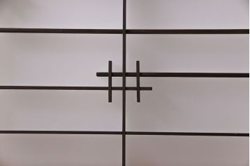 和製アンティーク　すりガラス入り　組子のデザイン素敵な窓(明かり取り、明り取り)2枚セット