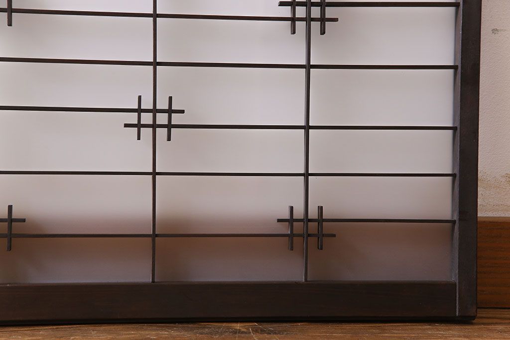 和製アンティーク　すりガラス入り　組子のデザイン素敵な窓(明かり取り、明り取り)2枚セット