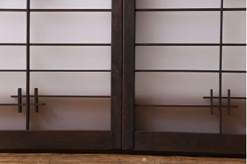 和製アンティーク　すりガラス入り　組子のデザイン素敵な窓(明かり取り、明り取り)2枚セット