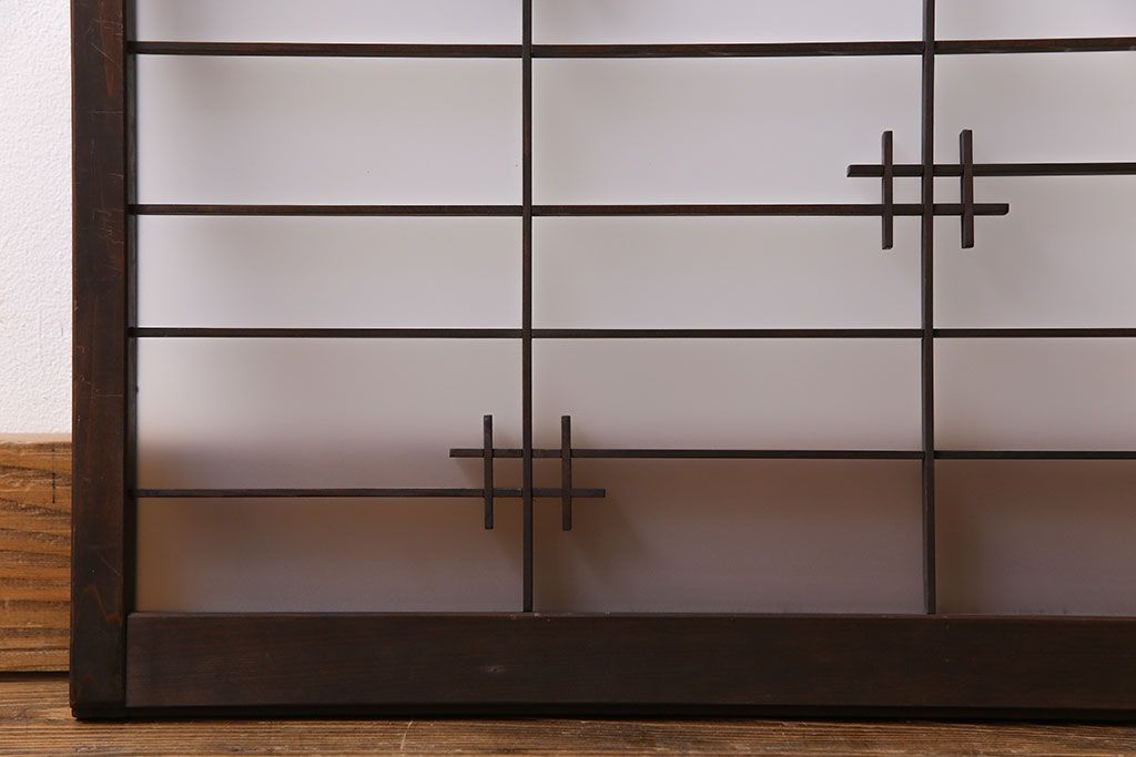 和製アンティーク　すりガラス入り　組子のデザイン素敵な窓(明かり取り、明り取り)2枚セット