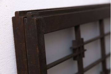 和製アンティーク　すりガラス入り　組子のデザイン素敵な窓(明かり取り、明り取り)2枚セット