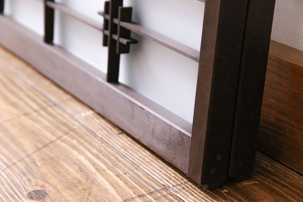 和製アンティーク　すりガラス入り　組子のデザイン素敵な窓(明かり取り、明り取り)2枚セット