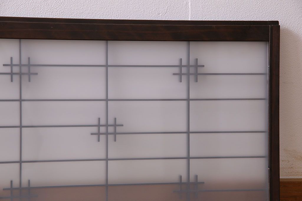 和製アンティーク　すりガラス入り　組子のデザイン素敵な窓(明かり取り、明り取り)2枚セット