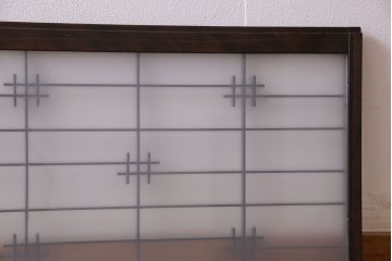 和製アンティーク　すりガラス入り　組子のデザイン素敵な窓(明かり取り、明り取り)2枚セット