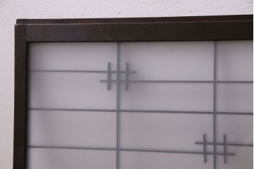 和製アンティーク　すりガラス入り　組子のデザイン素敵な窓(明かり取り、明り取り)2枚セット