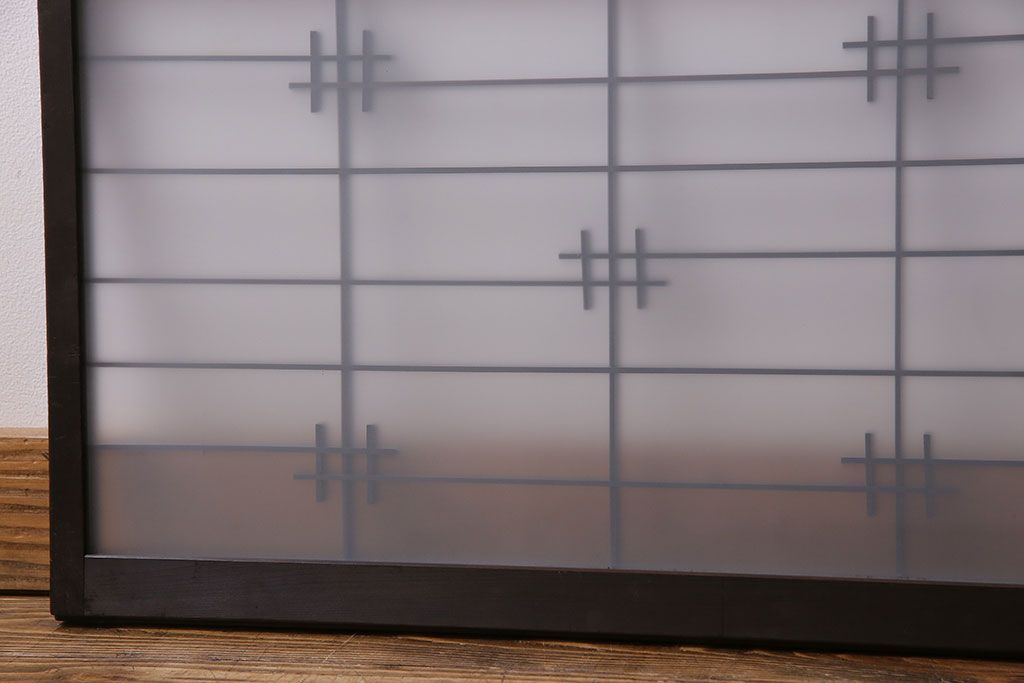 和製アンティーク　すりガラス入り　組子のデザイン素敵な窓(明かり取り、明り取り)2枚セット