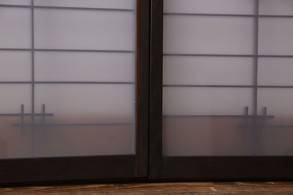 和製アンティーク　すりガラス入り　組子のデザイン素敵な窓(明かり取り、明り取り)2枚セット