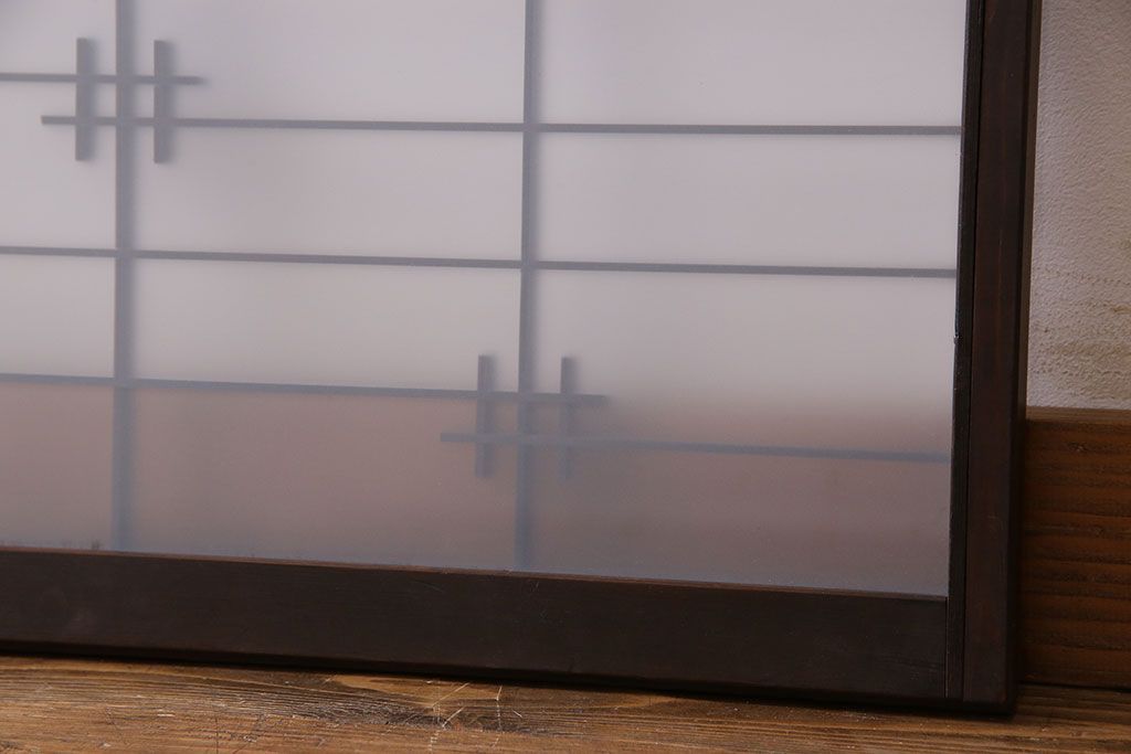 和製アンティーク　すりガラス入り　組子のデザイン素敵な窓(明かり取り、明り取り)2枚セット