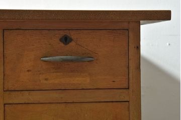 レトロ家具　昭和レトロ　シンプルなビンテージデスク(片袖机、在宅ワーク、在宅用ワークデスク、作業台)