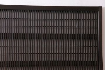 和製アンティーク　裏障子付き　上品な存在感を放つガラス帯格子戸(引き戸、建具)2枚セット