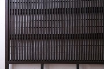 和製アンティーク　裏障子付き　上品な存在感を放つガラス帯格子戸(引き戸、建具)2枚セット