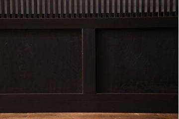 和製アンティーク　裏障子付き　上品な存在感を放つガラス帯格子戸(引き戸、建具)2枚セット