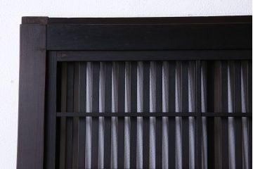 和製アンティーク　裏障子付き　上品な存在感を放つガラス帯格子戸(引き戸、建具)2枚セット