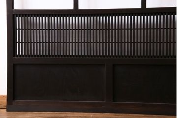 和製アンティーク　裏障子付き　上品な存在感を放つガラス帯格子戸(引き戸、建具)2枚セット