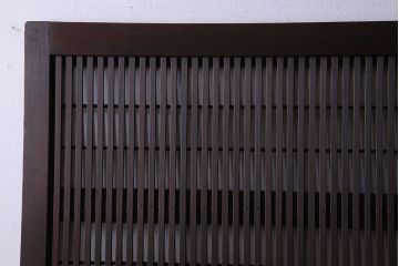 和製アンティーク　裏障子付き　モダンな雰囲気漂うガラス帯格子戸(引き戸、建具)2枚セット