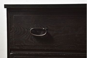 【C様ご成約分】昭和レトロ　前面ケヤキ材　落ち着いた色味の脚付きローチェスト(キャビネット、引き出し、テレビボード)