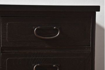 【C様ご成約分】昭和レトロ　前面ケヤキ材　落ち着いた色味の脚付きローチェスト(キャビネット、引き出し、テレビボード)