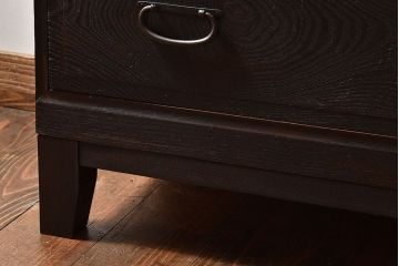 【C様ご成約分】昭和レトロ　前面ケヤキ材　落ち着いた色味の脚付きローチェスト(キャビネット、引き出し、テレビボード)