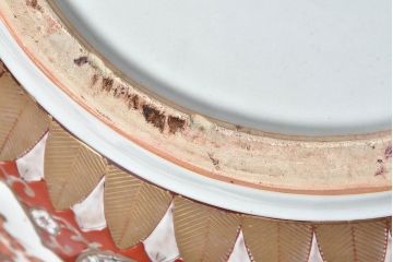 アンティーク雑貨　明治期　色絵　力強い色が存在感を放つ赤絵水鉢(窓絵火鉢、鉢カバー)