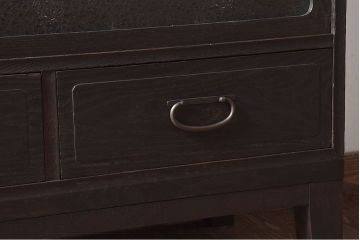 レトロ家具　和製アンティーク　前面ケヤキ材　レトロな雰囲気漂う脚付きローボード(キャビネット、収納棚、テレビボード)