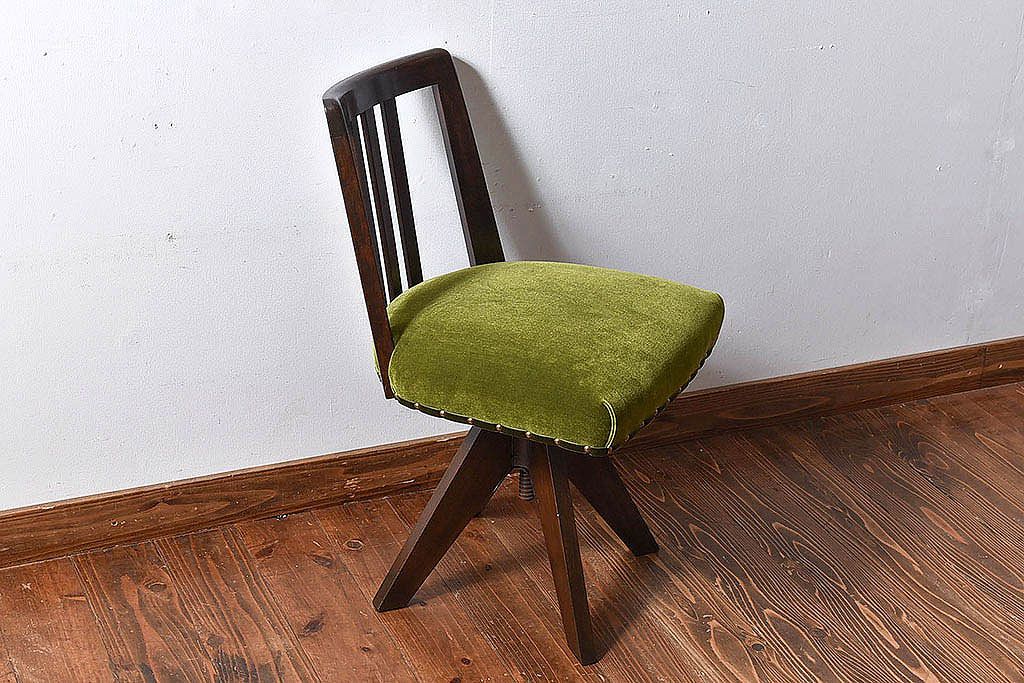 【O様ご成約済み】和製アンティーク　オーク材　回転イス(椅子、チェア、ワークチェア)