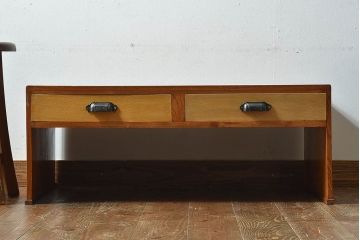 レトロ家具　昭和レトロ　栓材　明るい木肌のローテーブル(座卓、文机、作業台)