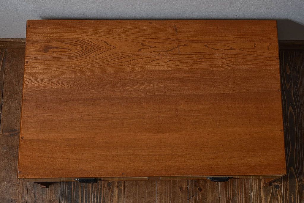 レトロ家具　昭和レトロ　栓材　明るい木肌のローテーブル(座卓、文机、作業台)
