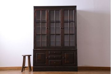 中古　北海道民芸家具　OM118本箱　滑らかな質感が美しいブックケース(食器棚、飾り棚、収納棚)(定価約60万円)(1)