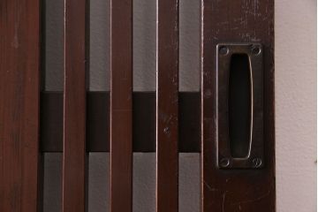 和製アンティーク　ヒノキ材　モダンなデザインの格子戸(蔵戸、引き戸、建具、玄関戸)