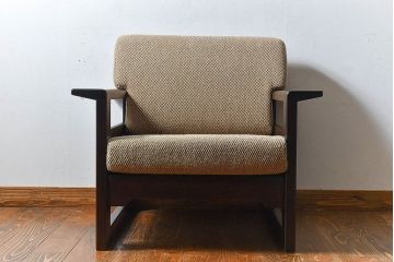 中古美品　北海道民芸家具　重厚な佇まいシングルソファ(1人掛けソファ、アームソファ)(定価17万)(2)